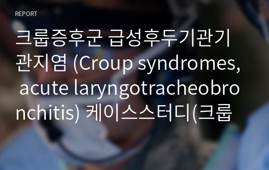크룹증후군 급성후두기관기관지염 (Croup syndromes, acute laryngotracheobronchitis) 케이스스터디(크룹 간호진단9개, 간호과정2개 포함)