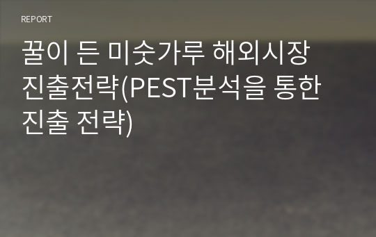 꿀이 든 미숫가루 해외시장 진출전략(PEST분석을 통한 진출 전략)