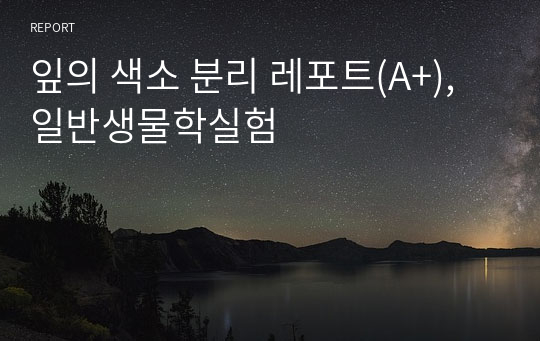 잎의 색소 분리 레포트(A+), 일반생물학실험