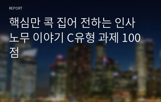 핵심만 콕 집어 전하는 인사노무 이야기 C유형 과제 100점