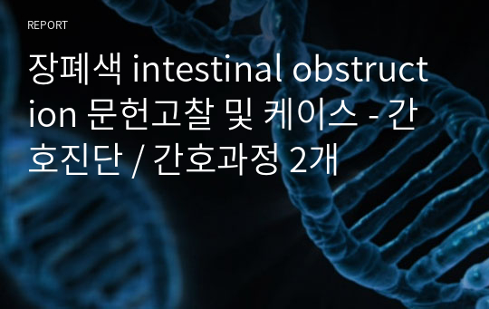 장폐색 intestinal obstruction 문헌고찰 및 케이스 - 간호진단 / 간호과정 2개