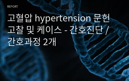 고혈압 hypertension 문헌고찰 및 케이스 - 간호진단 / 간호과정 2개