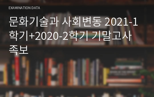 문화기술과 사회변동 2021-1학기+2020-2학기 기말고사 족보