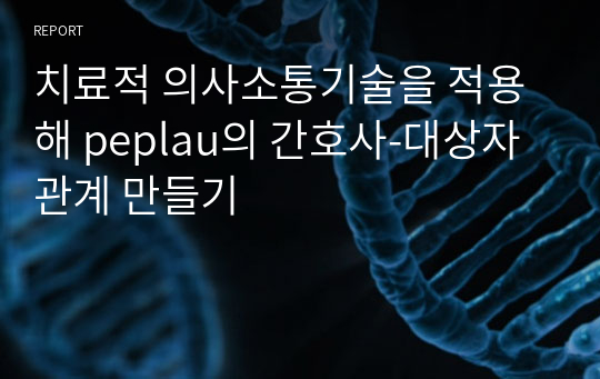 치료적 의사소통기술을 적용해 peplau의 간호사-대상자 관계 만들기