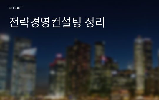 전략경영컨설팅 정리