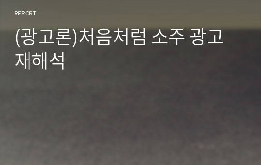 (광고론)처음처럼 소주 광고 재해석