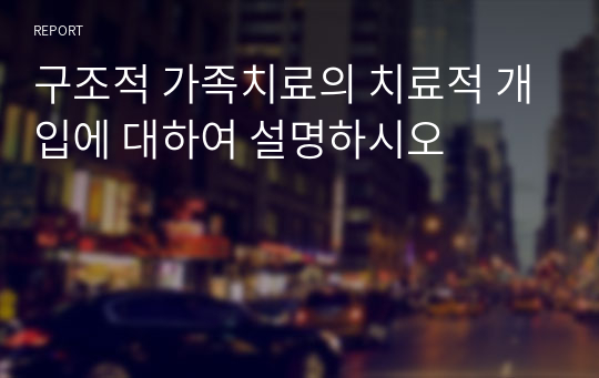 구조적 가족치료의 치료적 개입에 대하여 설명하시오