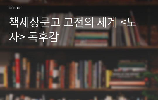 책세상문고 고전의 세계 &lt;노자&gt; 독후감