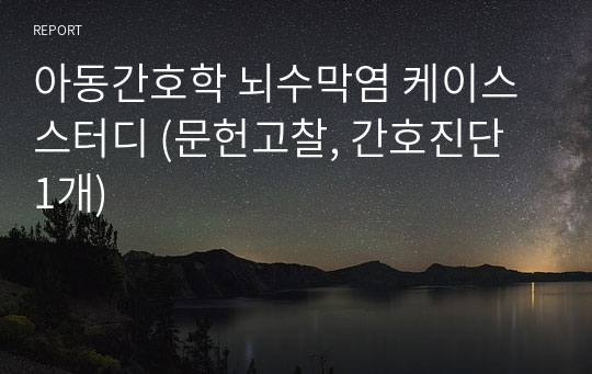 아동간호학 뇌수막염 케이스스터디 (문헌고찰, 간호진단 1개)