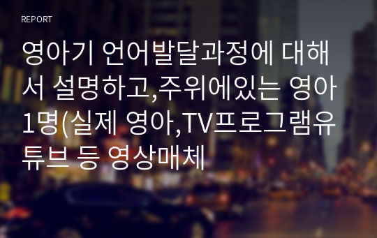 영아기 언어발달과정에 대해서 설명하고,주위에있는 영아1명(실제 영아,TV프로그램유튜브 등 영상매체