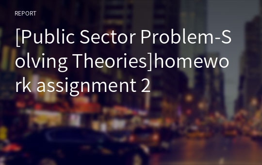 [Public Sector Problem-Solving Theories]homework assignment 2