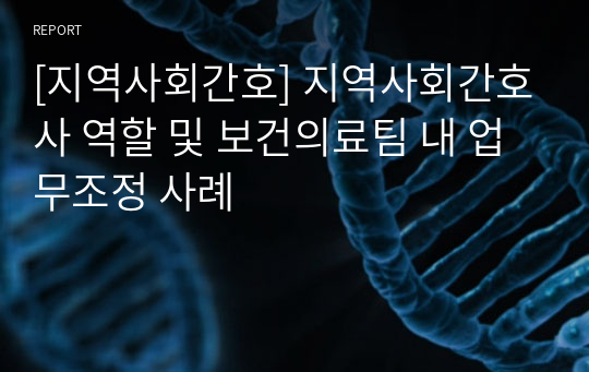 [지역사회간호] 지역사회간호사 역할 및 보건의료팀 내 업무조정 사례