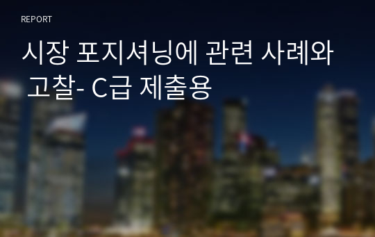 시장 포지셔닝에 관련 사례와 고찰- C급 제출용