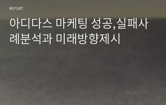 아디다스 마케팅 성공,실패사례분석과 미래방향제시