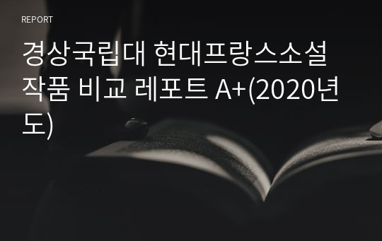 경상국립대 현대프랑스소설 작품 비교 레포트 A+(2020년도)