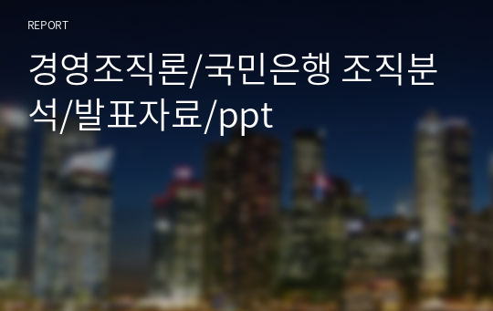 경영조직론/국민은행 조직분석/발표자료/ppt