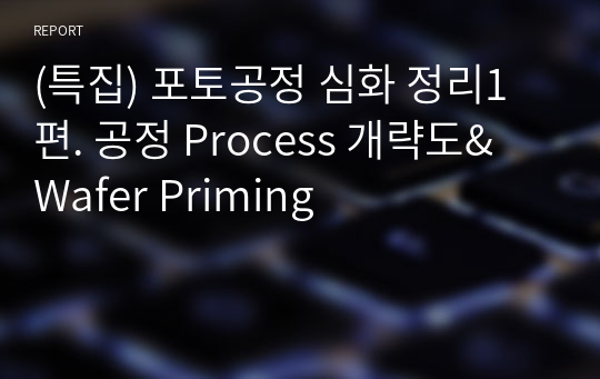 (특집) 포토공정 심화 정리1편. 공정 Process 개략도&amp; Wafer Priming