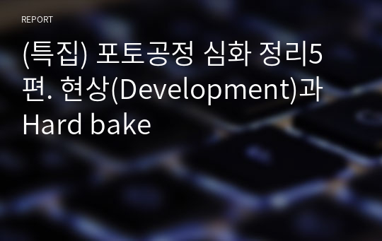 (특집) 포토공정 심화 정리5편. 현상(Development)과 Hard bake
