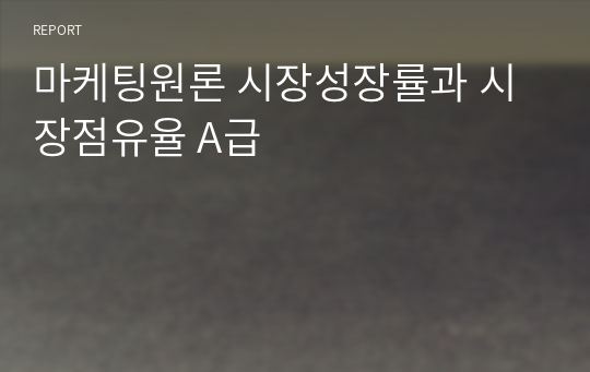 마케팅원론 시장성장률과 시장점유율 A급