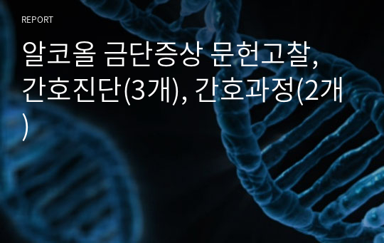 알코올 금단증상 문헌고찰, 간호진단(3개), 간호과정(2개)