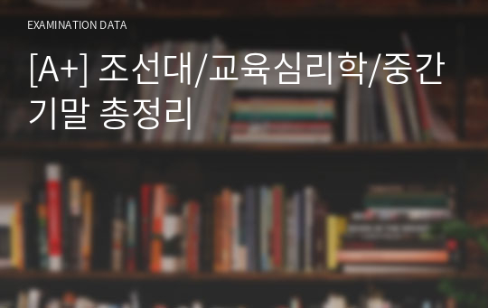 [A+] 조선대/교육심리학/중간기말 총정리