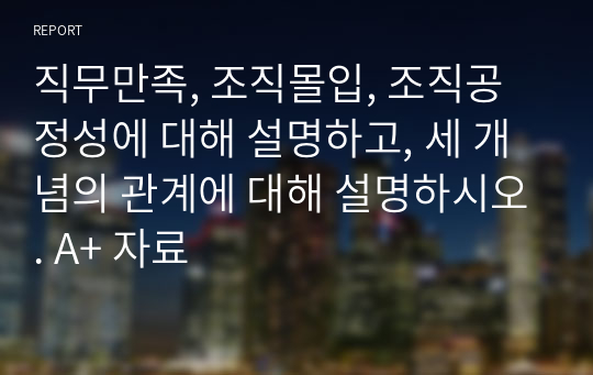 직무만족, 조직몰입, 조직공정성에 대해 설명하고, 세 개념의 관계에 대해 설명하시오. A+ 자료