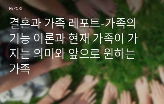 결혼과 가족 레포트-가족의 기능 이론과 현재 가족이 가지는 의미와 앞으로 원하는 가족