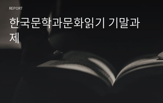 한국문학과문화읽기 기말과제