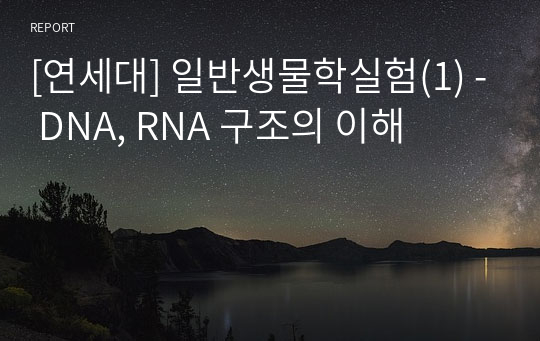 [연세대] 일반생물학실험(1) - DNA, RNA 구조의 이해