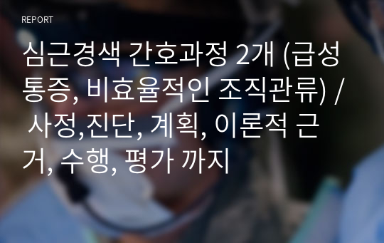 심근경색 간호과정 2개 (급성통증, 비효율적인 조직관류) / 사정,진단, 계획, 이론적 근거, 수행, 평가 까지