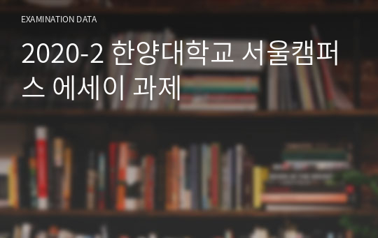 2020-2 한양대학교 서울캠퍼스 [전학영] 에세이 과제