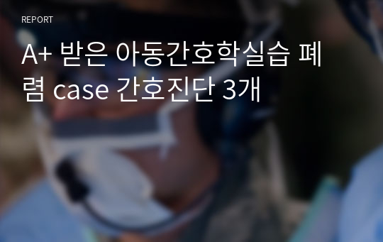 A+ 받은 아동간호학실습 폐렴 case 간호진단 3개