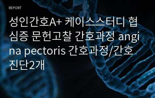 성인간호A+ 케이스스터디 협심증 문헌고찰 간호과정 angina pectoris 간호과정/간호진단2개