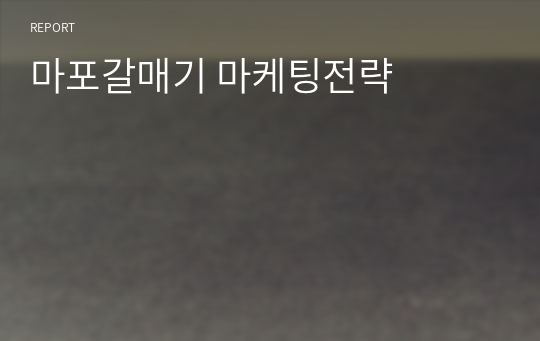 마포갈매기 마케팅전략