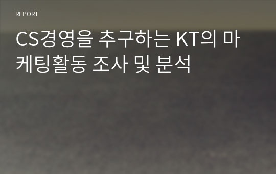 KT 고객만족경영 마케팅 경영
