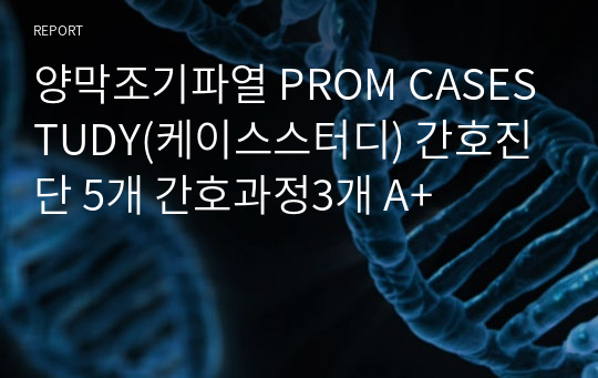 양막조기파열 PROM CASESTUDY(케이스스터디) 간호진단 5개 간호과정3개 A+