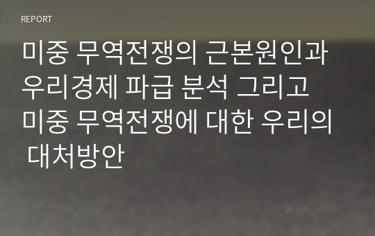 미중 무역전쟁의 근본원인과 우리경제 파급 분석 그리고 미중 무역전쟁에 대한 우리의 대처방안
