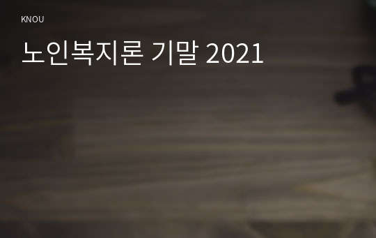 노인복지론 기말 2021