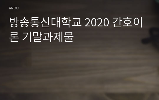 방송통신대학교 2020 간호이론 기말과제물