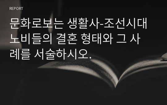 문화로보는 생활사-조선시대 노비들의 결혼 형태와 그 사례를 서술하시오.