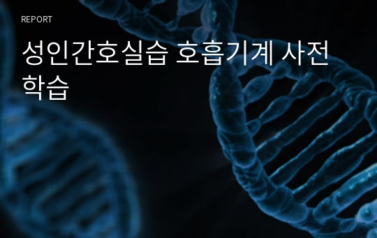 성인간호실습 호흡기계 사전학습