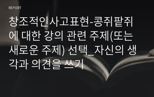 창조적인사고표현-콩쥐팥쥐에 대한 강의 관련 주제(또는 새로운 주제) 선택_자신의 생각과 의견을 쓰기