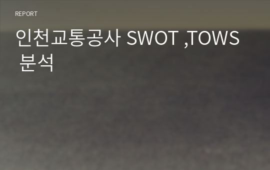 인천교통공사 SWOT ,TOWS 분석