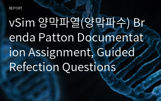 vSim 양막파열(양막파수) Brenda Patton Documentation Assignment, Guided Refection Questions