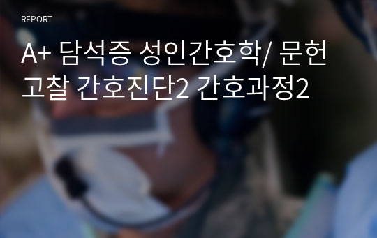 A+ 담석증 성인간호학/ 문헌고찰 간호진단2 간호과정2