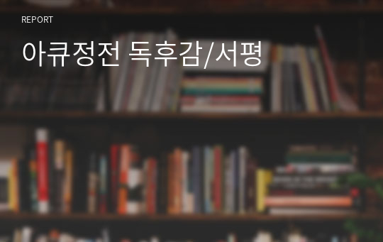 아큐정전 독후감/서평