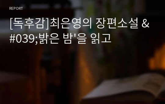 [독후감]최은영의 장편소설 &#039;밝은 밤&#039;을 읽고