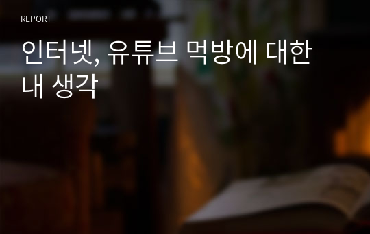 인터넷, 유튜브 먹방에 대한 내 생각