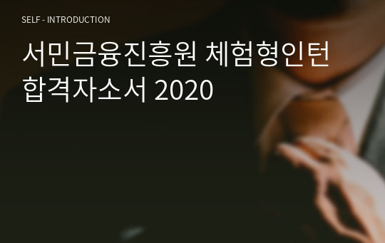 서민금융진흥원 체험형인턴 합격자소서 2020