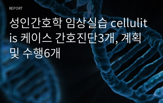 성인간호학 임상실습 cellulitis 케이스 간호진단3개, 계획 및 수행6개